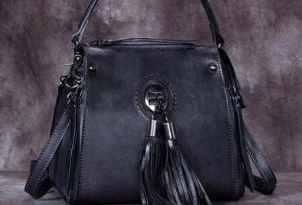 Timeless Appeal Womens Leather Handbag Vintage Tassel Crossbody Bag Shoulder Bag Purse For Women