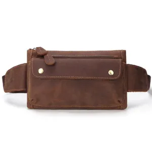Casual Chic Cool and Retro Brown LEATHER MENS FANNY PACK FOR MEN BUMBAG Vintage WAIST BAGS
