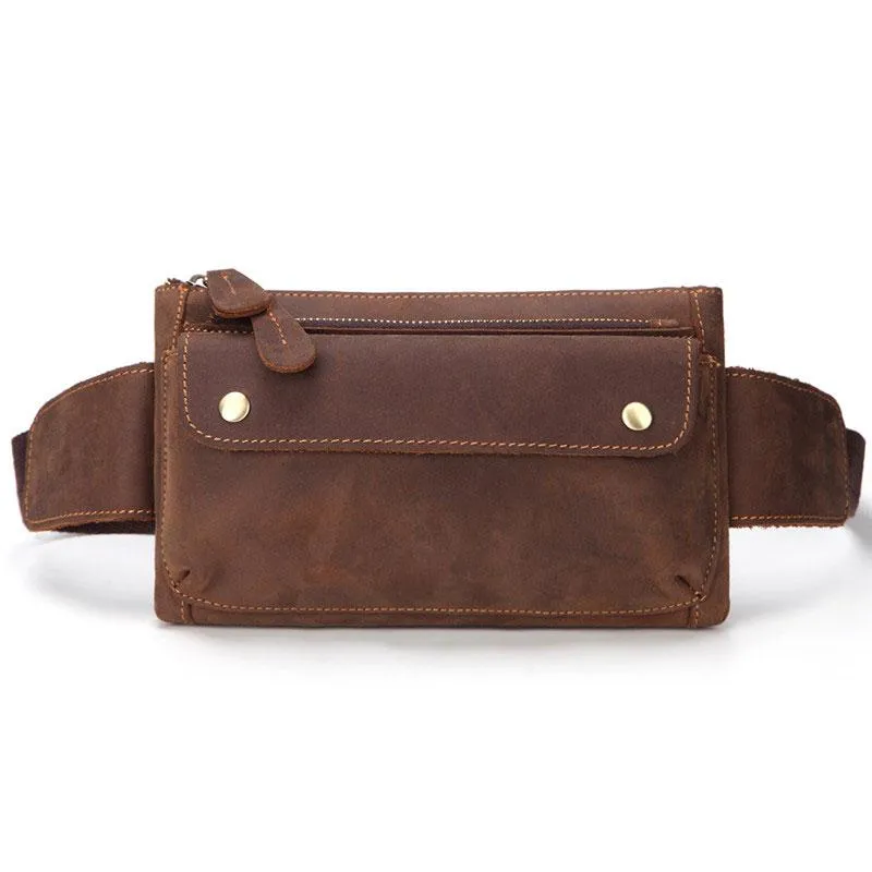 Casual Chic Cool and Retro Brown LEATHER MENS FANNY PACK FOR MEN BUMBAG Vintage WAIST BAGS