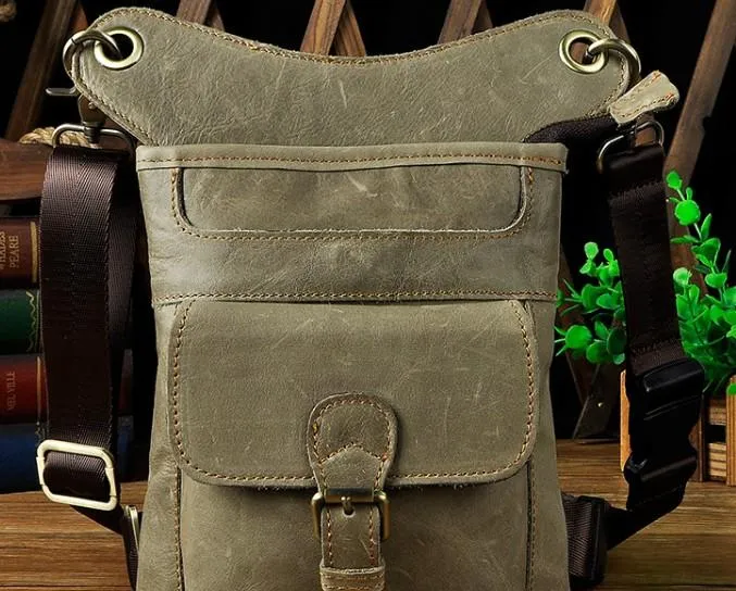 Compact Fashion Urban Adventure Cool Biker Leather Drop Leg Bag Mens Belt Pouch Waist Bag Shoulder Bag for Men