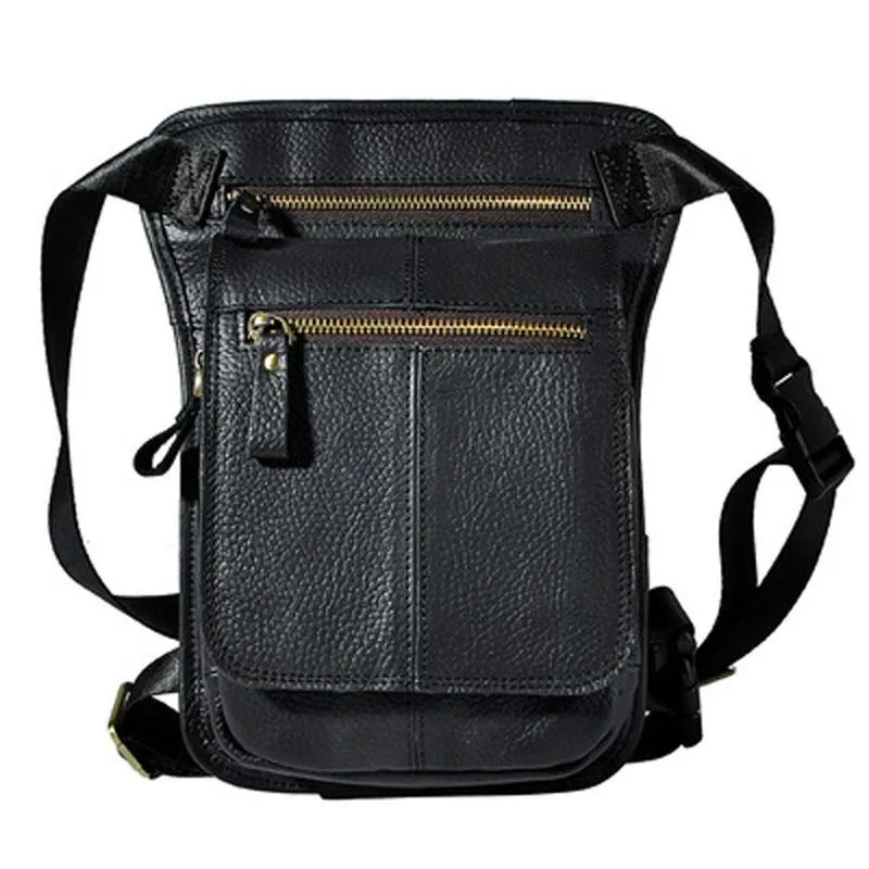 Everyday Modernity Everyday Carry Cool Biker Mens Leather Drop Leg Bag Belt Pouch Waist Bag Side Bag Shoulder Bag for Men