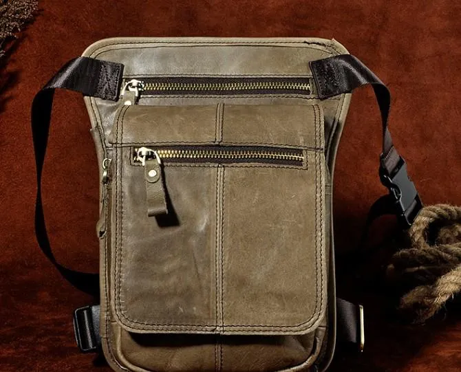 Minimal Feel Small personal organizer Cool Biker Mens Leather Drop Leg Bag Belt Pouch Waist Bag Side Bag Shoulder Bag for Men