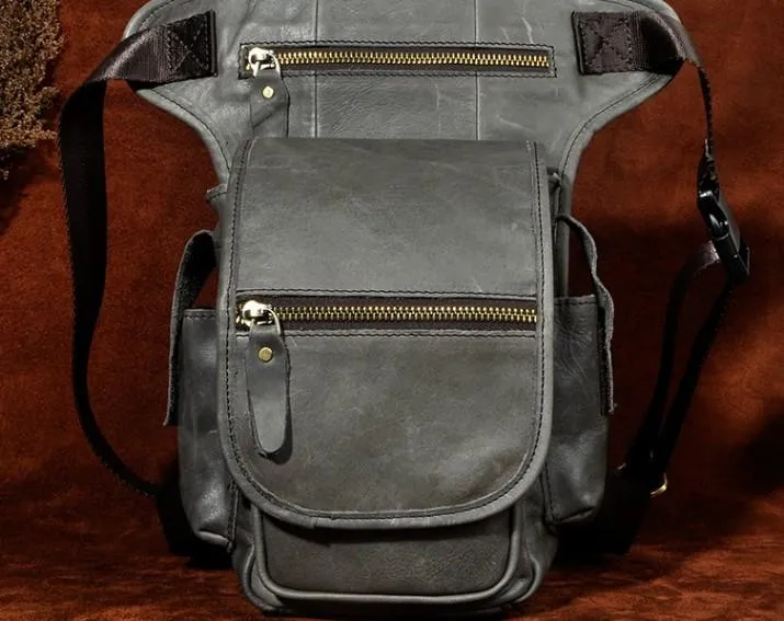 Lightweight Gear Refined Accessory Cool Biker Mens Leather Drop Leg Bag Side Bag Belt Pouch Waist Bag Shoulder Bag for Men