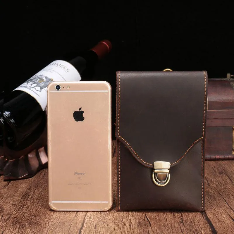 Cool Dark Brown Leather Mens Belt Pouch Mini Waist Bag Belt Bags For Men Practical Efficiency Timeless Appeal