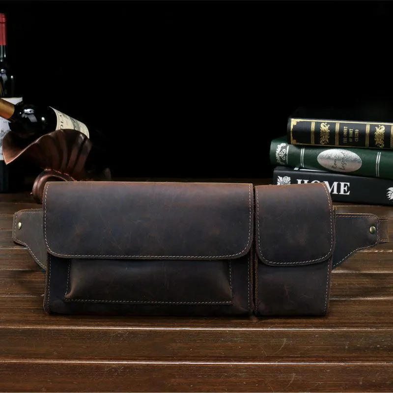 Cool Fashion LEATHER MEN'S Fanny Pack Waist Pack Belt Bag Belt Pack For Men Rich Texture