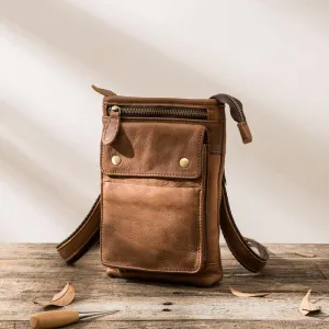 Cool Leather Belt Pouches Mens Waist Bag Shoulder Bag for Men Everyday Accessory