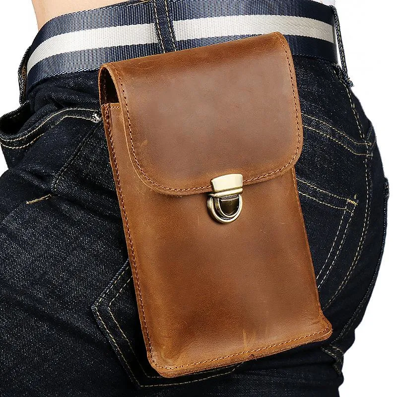 Soft leather wallet Cool Leather Men's Cell Phone Holsters Belt Pouch Belt Bag Waist Bag For Men