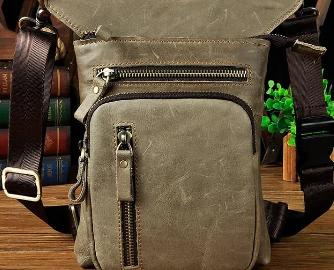 Timeless Craft Cool Leather Mens Drop Leg Bag Belt Pouch Waist Bag Shoulder Bag for Men