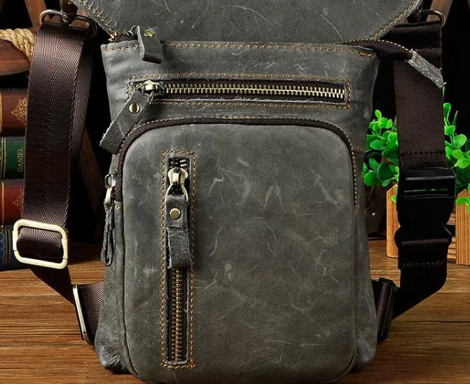 Urban Minimal Business Accessory Cool Leather Mens Drop Leg Bag Belt Pouch Waist Bag Shoulder Bag for Men