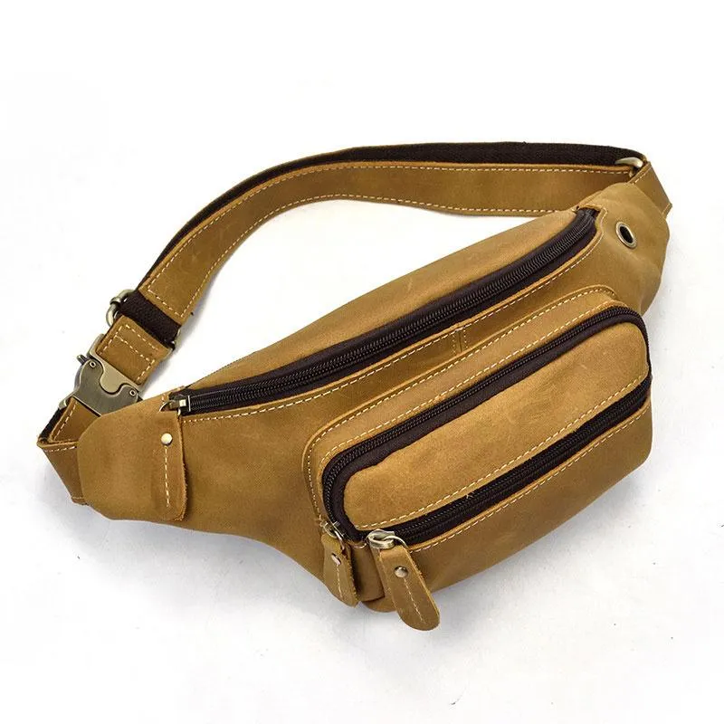 Chic Fit COOL LEATHER MENS FANNY PACK FOR MEN BUMBAG Vintage WAIST BAGS for Men