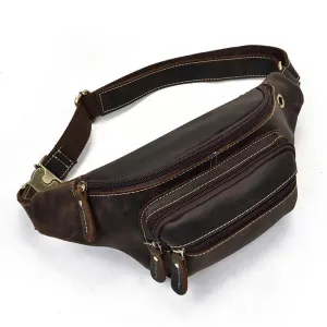 COOL LEATHER MENS FANNY PACK FOR MEN BUMBAG Vintage WAIST BAGS for Men Elegant Shape