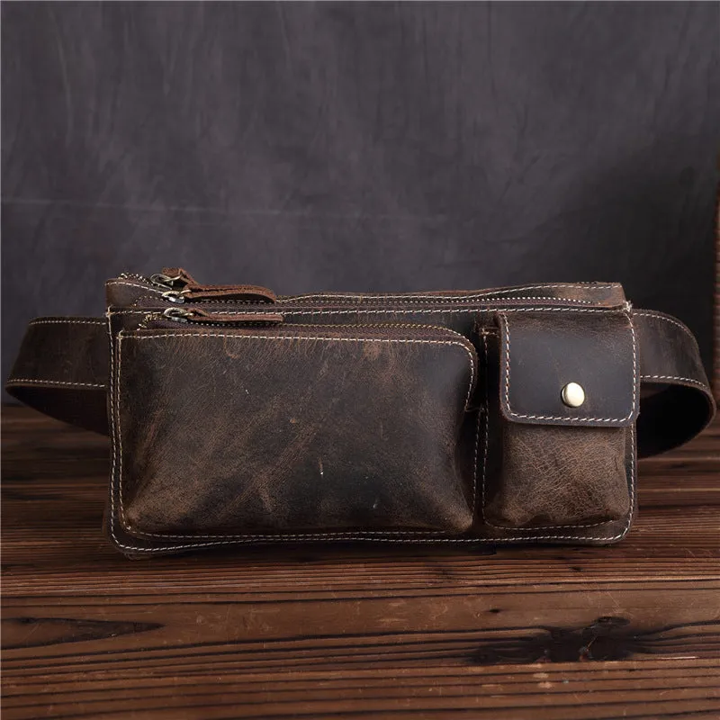Cool LEATHER MENS FANNY PACK Vintage BUMBAG WAIST BAG FOR MEN Pocket Accessory Slim Profile