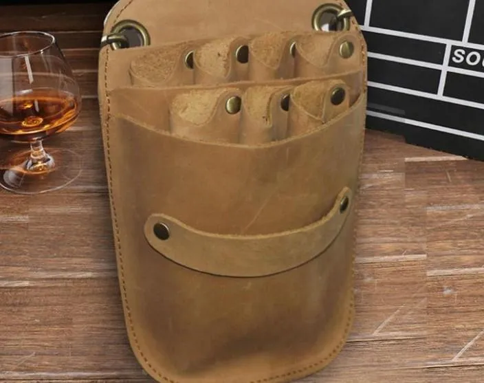 Versatile Gear Cool Leather Mens Hairstylist Tool case barber pouch scissors case Belt Pouch Waist Bag