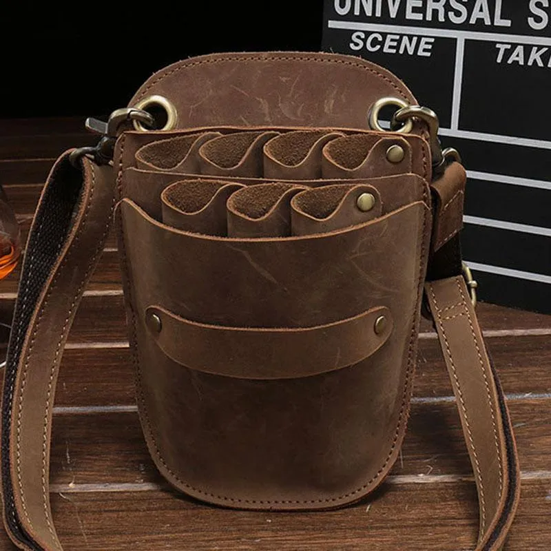 Cool Leather Mens Hairstylist Tool case barber pouch scissors case Belt Pouch Waist Bag Refined Craft Personalized wallet design