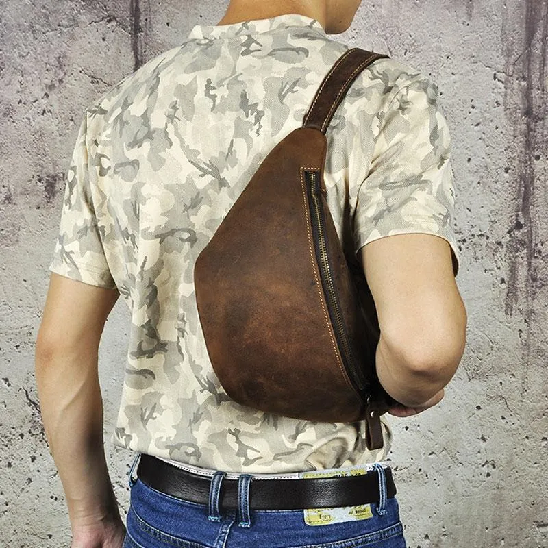 Cool Vintage Brown Mens Leather Fanny Pack Belt Bags Waist Bag For Men premium design Essential Item