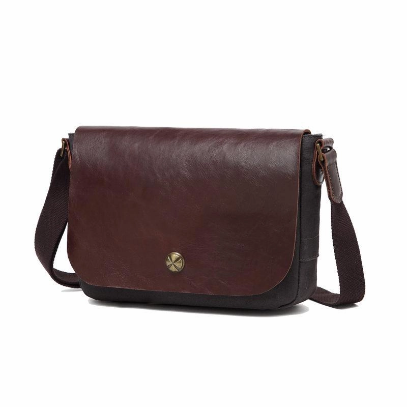 Simple Form Timeless Simplicity Cool Black Canvas Leather Mens Brown Courier Bag Messenger Bags Casual Postman Bags for Men