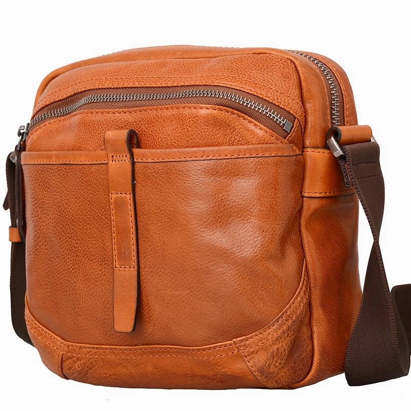 Functional Comfortability Practical Companion Cool Black Leather Men Small Square Side Bags Tan Fashion Messenger Bag Postman Bag For Men