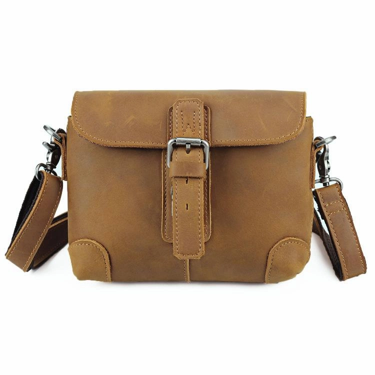 Urban Adventure Gear Daily Comfort Cool Brown Leather Men's 8 inches Postman Bag Camel Belt Bag Courier Messenger Bag For Men
