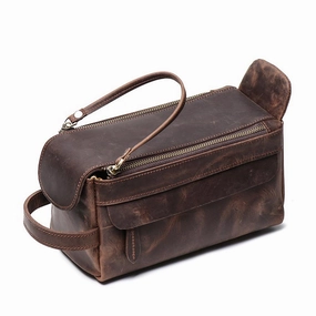 Sleek work bag Cool Brown Leather Men's Box Clutch Bag Portable Bag Mini Handbag for Men