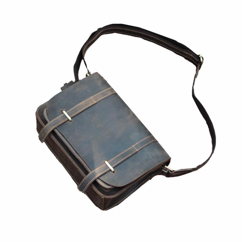 Cool Brown Leather Mens Casual 10" Courier Bags Messenger Bag Brown Postman Bag For Men Comfort Utility Compact Utility