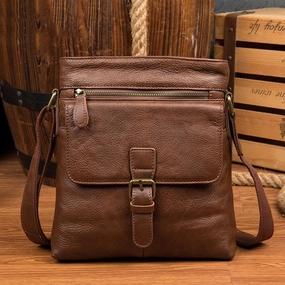 Cool Brown Leather Vertical Side Bags Messenger Bag Brown Courier Bag Postman Bag for Men Comfort Utility Urban Journey