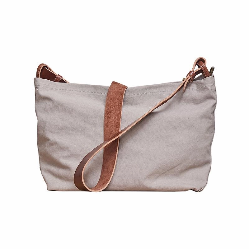 Functional utility Cool Canvas Leather Mens Side Bag 14 inches Green Canvas Courier Bags Canvas Messenger Bag for Men