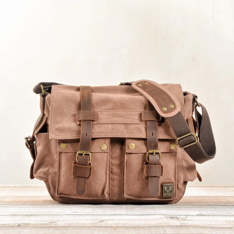 Cool Canvas Leather Mens Waterproof Black Side Bag Courier Bag Blue Messenger Bag for Men Comfort Function