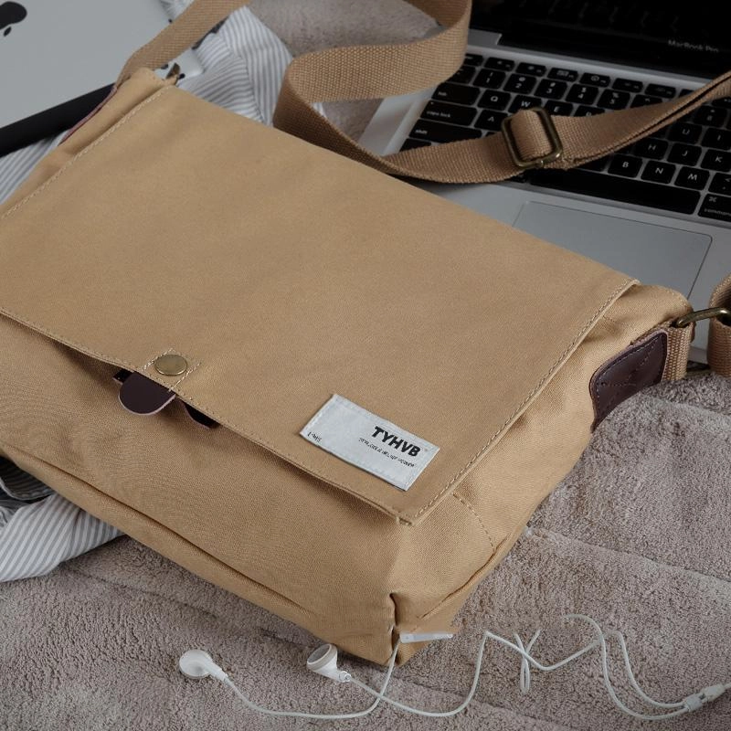 Compact Functionality Functional Accessory Cool Canvas Mens Side Bag 11'' Black Shoulder Bag College Bag Blue Messenger Bag for Men