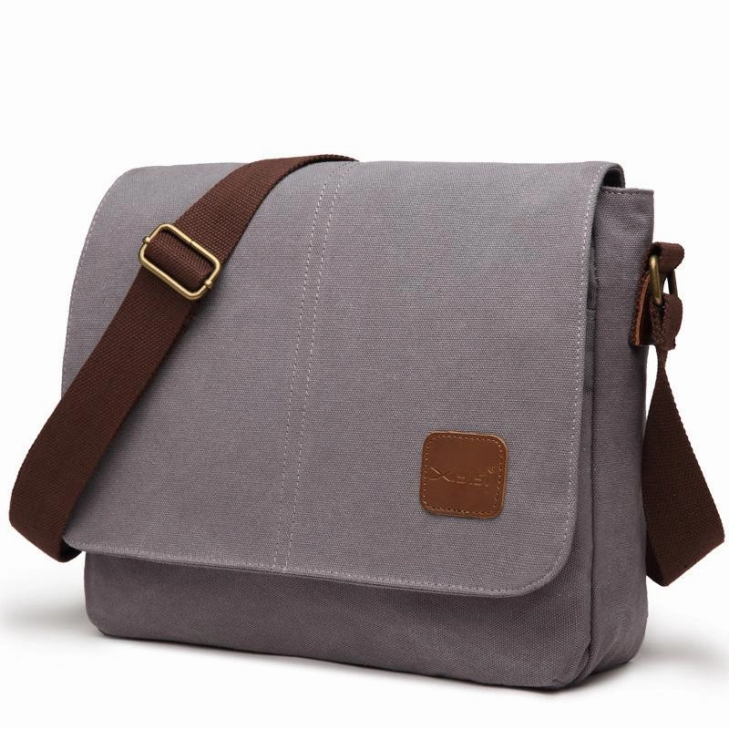 Stylish Practicality Work Travel Cool Canvas Mens Side Bag Black Shoulder Bag Gray College Bag Khaki Messenger Bag for Men