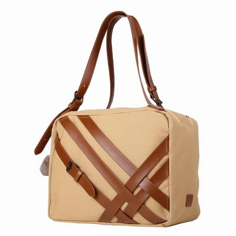 Cool Canvas PU Men's Casual Travel Shoulder Bag Travel Handbag Small Weekender Bag For Men Lightweight Storage Simple Silhouette