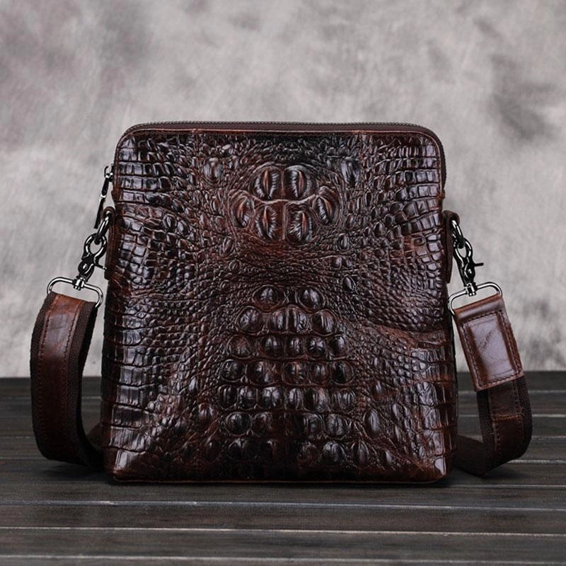 Cool Coffee Small Leather Mens Messenger Bag Shoulder Bag for Men Everyday Carry Elegant Touch