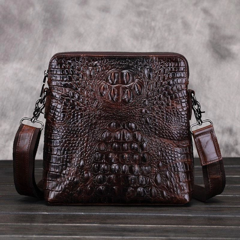 Cool Coffee Small Leather Mens Messenger Bag Shoulder Bag for Men Stylish Edge Outdoor journey