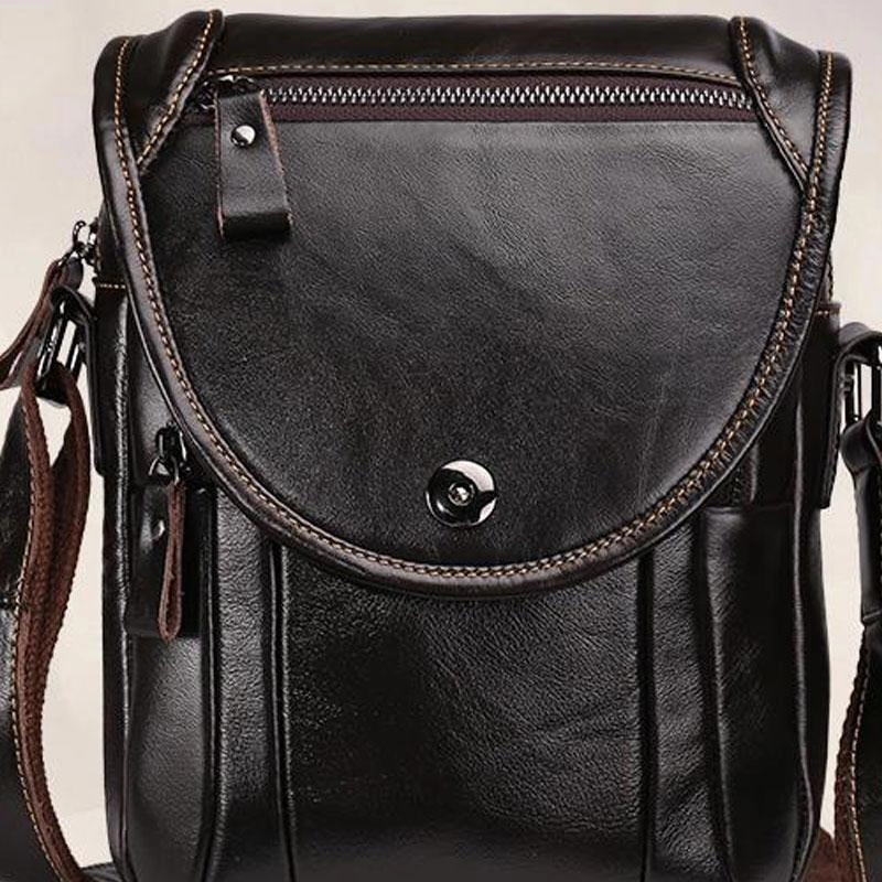 Practical Journey Cool Coffee Small Mens Leather Side Bag Messenger Bag Shoulder Bag for Men