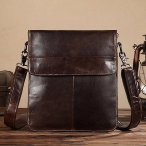Cool Coffee Small Square Leather Mens Side Bag Messenger Bag Shoulder Bag for Men Lightweight Functionality