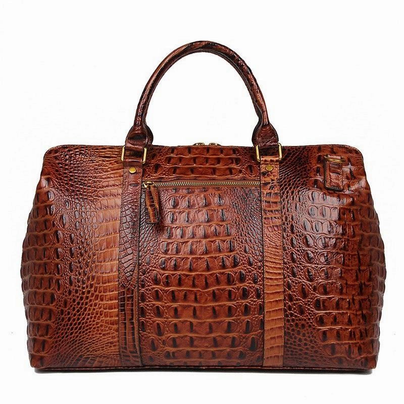 Carry Gear Cool Crocodile Pattern Leather Men's Travel Bag Overnight Bag Weekender Bag For Men