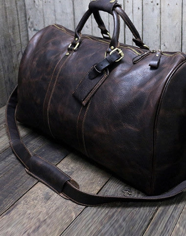 Cool leather men Duffle Bag Travel bag Weekender Bag Overnight Bag shoulder bags Compact Size Bag Space-Saving Design