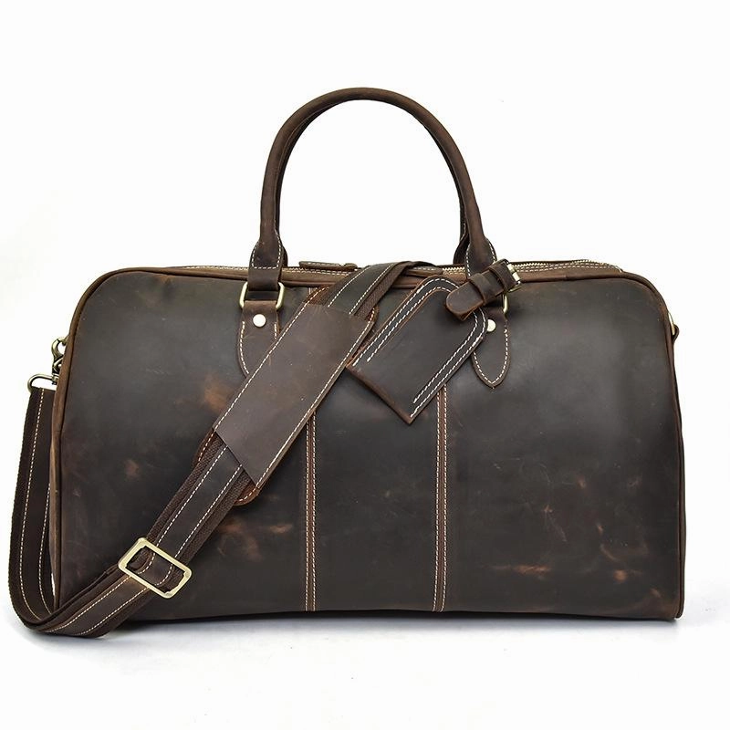 Cool Leather Men Large Brown Overnight Bag Travel Bag Weekender Bag For Men Camping Night