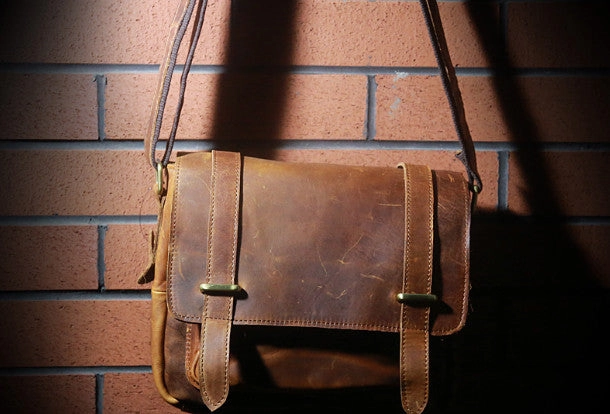 Cool leather men messenger large vintage shoulder laptop bag vintage bag Trendy Travel Urban Journey