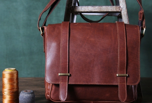 Everyday Organizer Cool leather men messenger large vintage shoulder laptop bag vintage bag