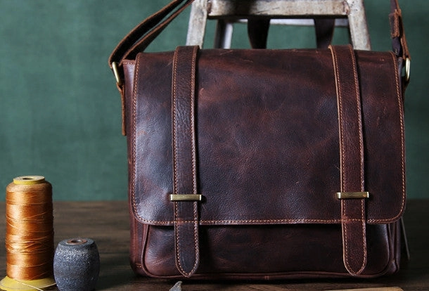 Cool leather men messenger large vintage shoulder laptop bag vintage bag Timeless Design