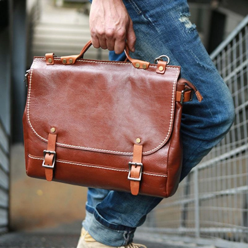 Cool Leather Mens Briefcase Messenger Bag Handbag Shoulder Bag for men Weekend Companion