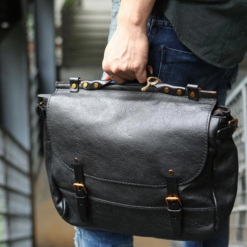 Cool Leather Mens Briefcase Messenger Bag Handbag Shoulder Bag for men Classic Travel Timeless Simplicity
