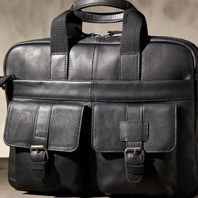 Cool Leather Mens Briefcase Shoulder Bag Handbag Work Bags Business Bag for Men Functional crossbody