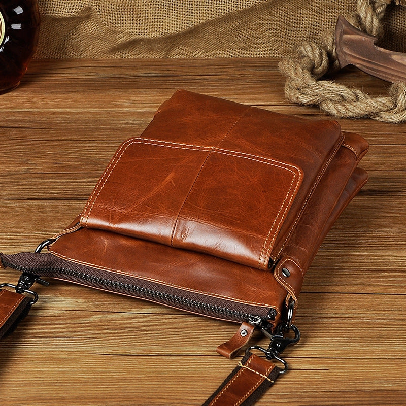 Cool Leather Mens Brown Messenger Bag Vintage Shoulder Bags For Men Urban Carry Secure Storage