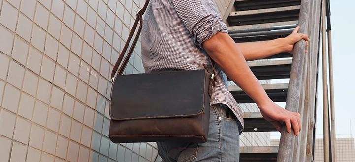 Everyday Organizer Cool Leather Mens Coffee Messenger Bag Side Bag Small Shoulder Bag for Men