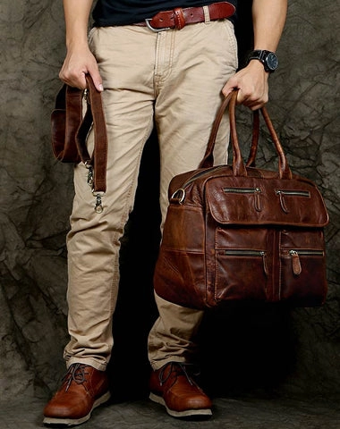 Cool leather mens Large Travel Bag Vintage Weekender Bag Shoulder Bag for Men Smart Frame Survival Training