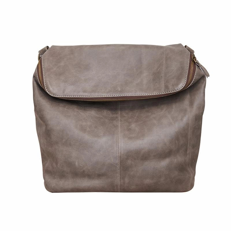 Cool Leather Mens Messenger Bag Square Brown Leather Courier Bags Postman Bags for Men Daily Comfort