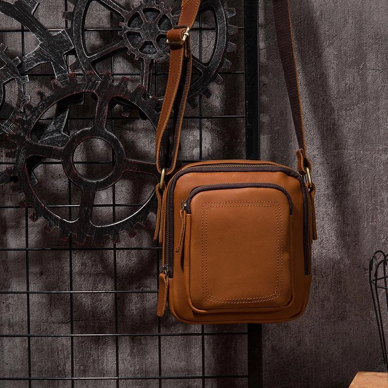Durable Simplicity Cool Leather Mens Small Messenger Bag Side Bag Small Shoulder Bag for Men