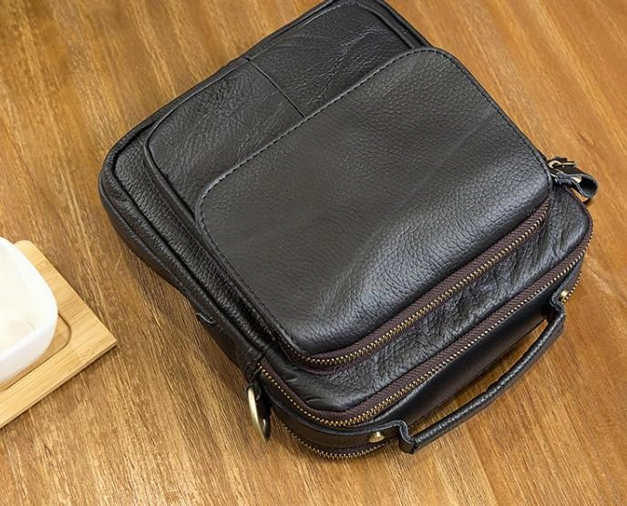 Cool Leather Mens Small Side Bag Messenger Bag Shoulder Bags for Men Casual Lifestyle Practical Utility