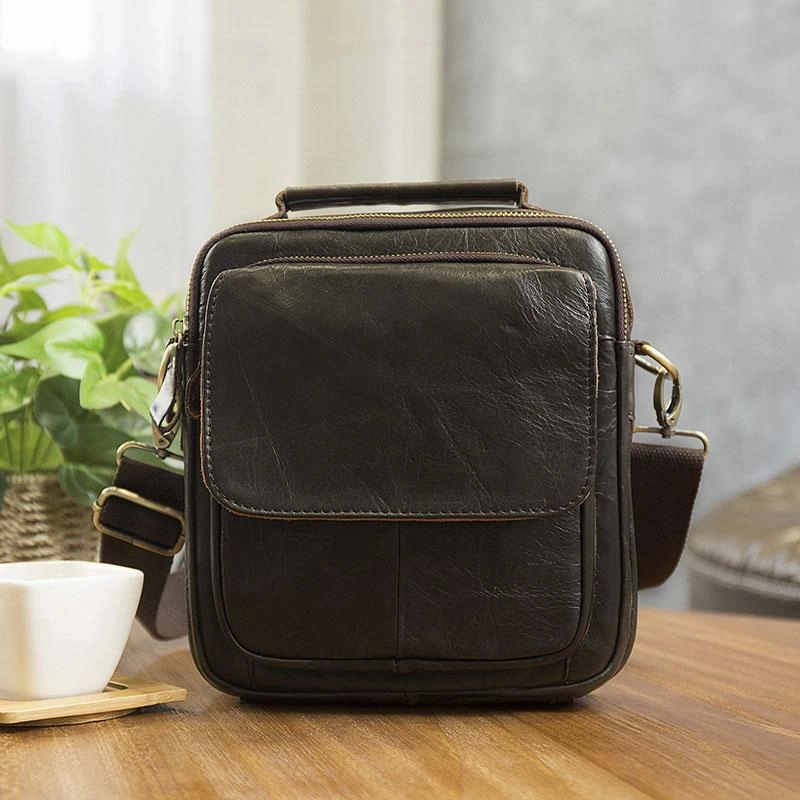 Cool Leather Mens Small Side Bag Messenger Bag Shoulder Bags for Men Comfort Accessory